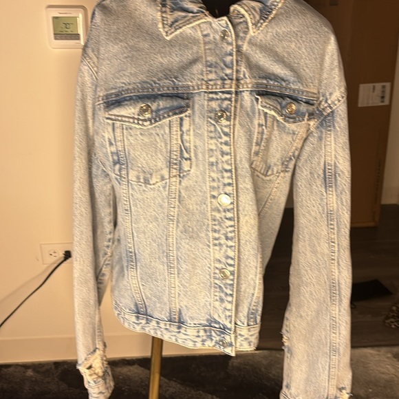 Zara Light Blue Denim Wash Jacket Size M-L - Picture 6 of 7